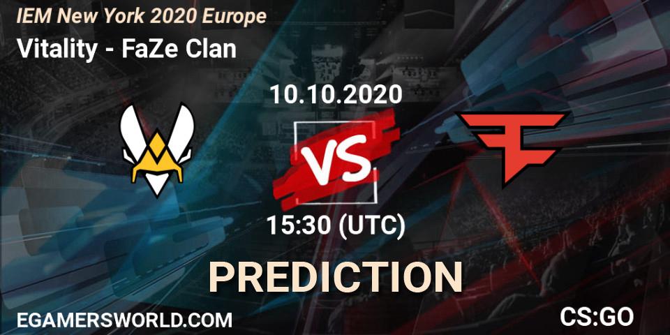 Vitality vs FaZe Clan: Match Prediction. 10.10.2020 at 15:50, Counter-Strike (CS2), IEM New York 2020 Europe