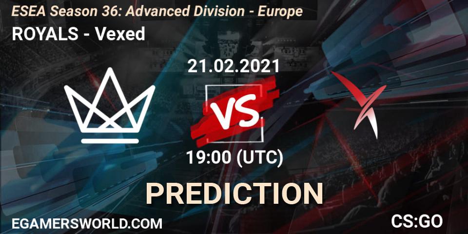 ROYALS vs Vexed: Match Prediction. 21.02.21, CS2 (CS:GO), ESEA Season 36: Europe - Advanced Division