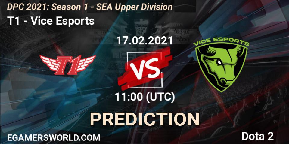 T1 vs Vice Esports: Match Prediction. 17.02.2021 at 11:06, Dota 2, DPC 2021: Season 1 - SEA Upper Division