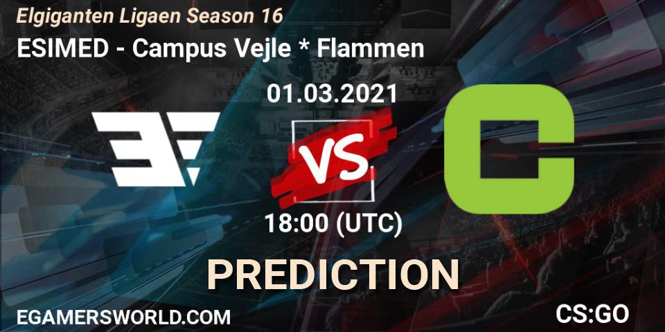 ESIMED vs Campus Vejle * Flammen: Match Prediction. 01.03.2021 at 18:00, Counter-Strike (CS2), Elgiganten Ligaen Season 16
