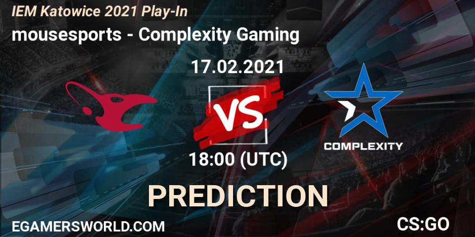 mousesports vs Complexity Gaming: Match Prediction. 17.02.2021 at 18:15, Counter-Strike (CS2), IEM Katowice 2021 Play-In