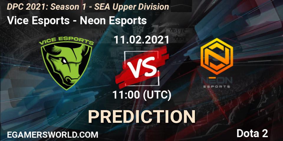 Vice Esports vs Neon Esports: Match Prediction. 11.02.2021 at 11:04, Dota 2, DPC 2021: Season 1 - SEA Upper Division