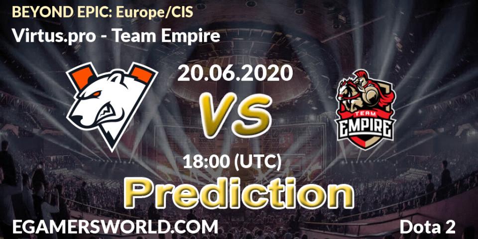 Virtus.pro vs Team Empire: Match Prediction. 23.06.20, Dota 2, BEYOND EPIC: Europe/CIS