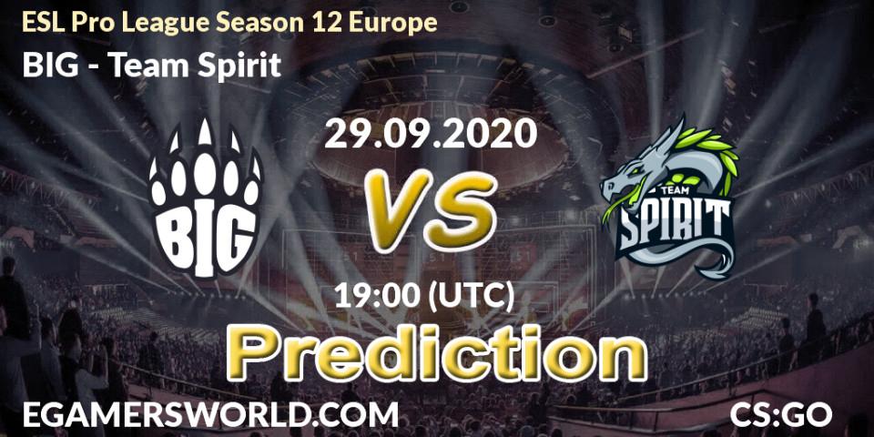 BIG vs Team Spirit: Match Prediction. 29.09.2020 at 12:05, Counter-Strike (CS2), ESL Pro League Season 12 Europe