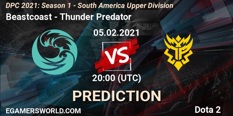Beastcoast vs Thunder Predator: Match Prediction. 05.02.2021 at 20:00, Dota 2, DPC 2021: Season 1 - South America Upper Division