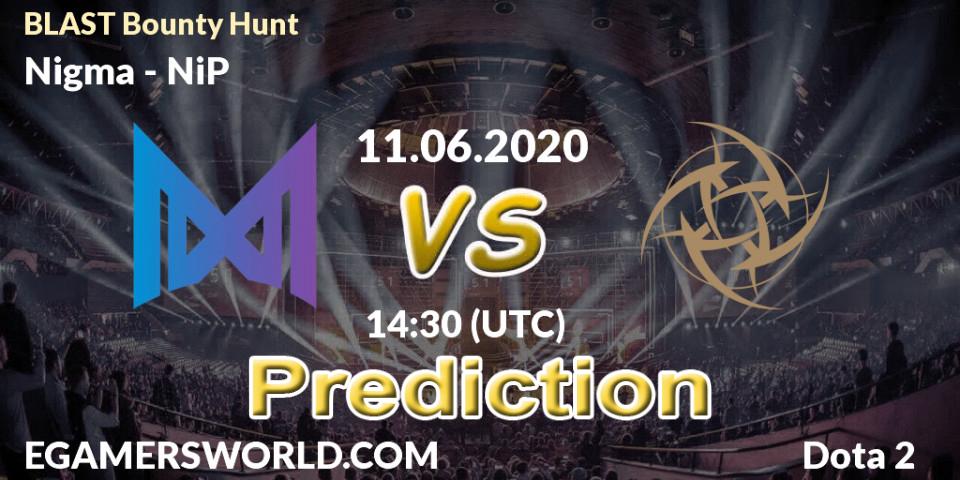 Nigma vs NiP: Match Prediction. 11.06.2020 at 14:29, Dota 2, BLAST Bounty Hunt