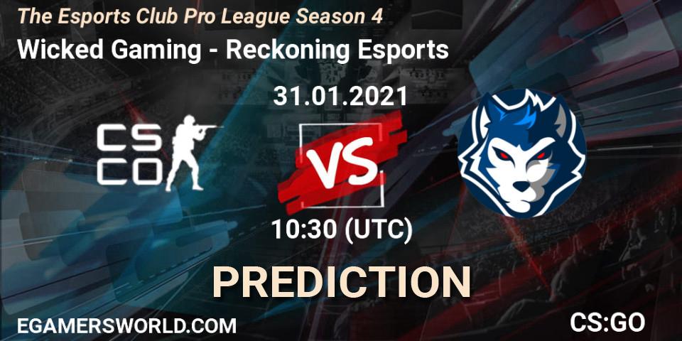 Wicked Gaming vs Reckoning Esports: Match Prediction. 31.01.2021 at 10:30, Counter-Strike (CS2), The Esports Club Pro League Season 4