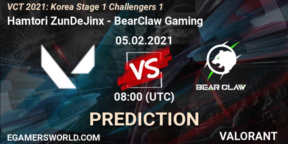 Hamtori ZunDeJinx vs BearClaw Gaming: Match Prediction. 05.02.2021 at 10:00, VALORANT, VCT 2021: Korea Stage 1 Challengers 1