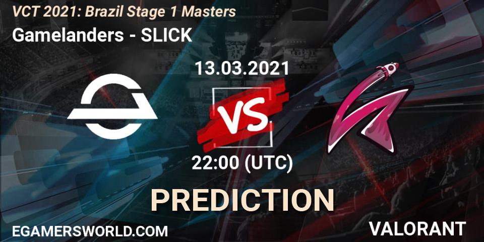 Gamelanders vs SLICK: Match Prediction. 13.03.2021 at 22:00, VALORANT, VCT 2021: Brazil Stage 1 Masters