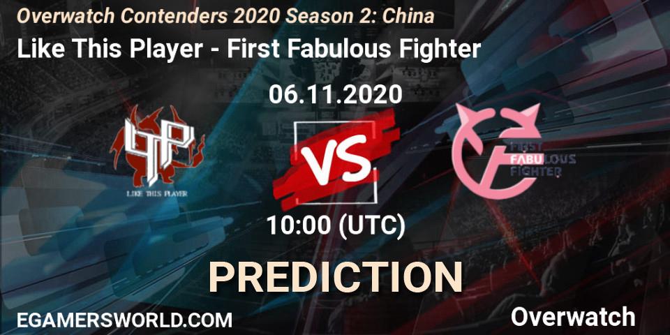 Like This Player vs First Fabulous Fighter: Match Prediction. 06.11.2020 at 08:00, Overwatch, Overwatch Contenders 2020 Season 2: China