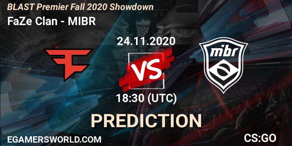 FaZe Clan vs MIBR: Match Prediction. 25.11.2020 at 17:50, Counter-Strike (CS2), BLAST Premier Fall 2020 Showdown