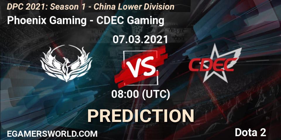 Phoenix Gaming vs CDEC Gaming: Match Prediction. 07.03.2021 at 08:00, Dota 2, DPC 2021: Season 1 - China Lower Division