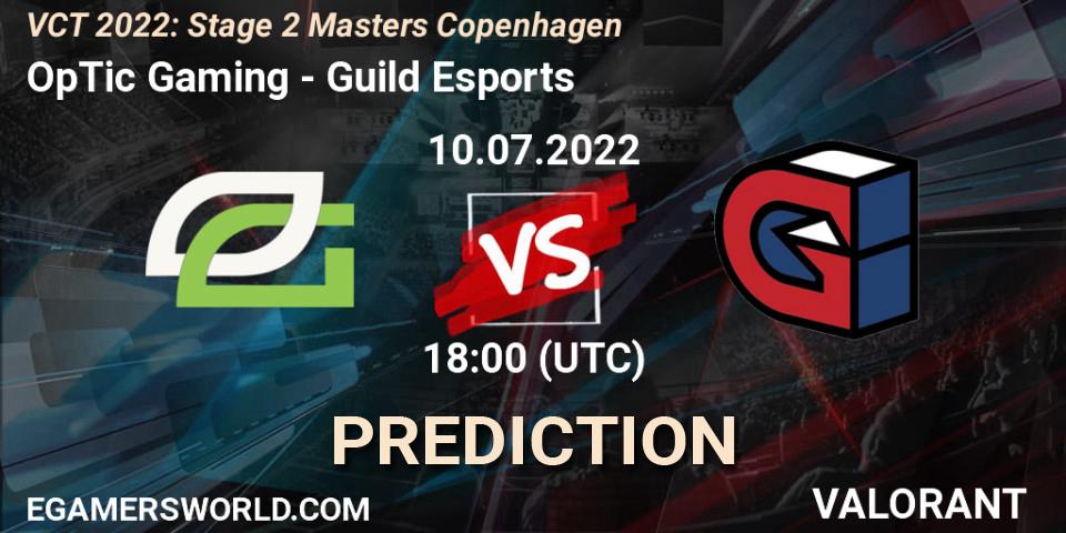 OpTic Gaming vs Guild Esports: Match Prediction. 10.07.2022 at 19:35, VALORANT, VCT 2022: Stage 2 Masters Copenhagen