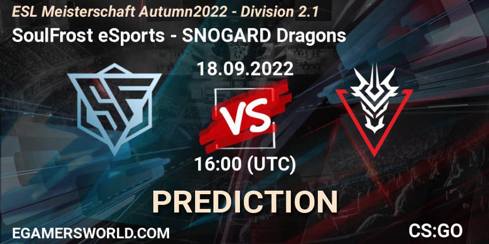 SoulFrost eSports vs SNOGARD Dragons: Match Prediction. 18.09.2022 at 16:00, Counter-Strike (CS2), ESL Meisterschaft Autumn 2022 - Division 2.1
