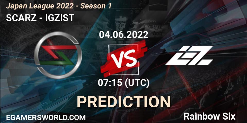 SCARZ vs IGZIST: Match Prediction. 04.06.2022 at 07:15, Rainbow Six, Japan League 2022 - Season 1