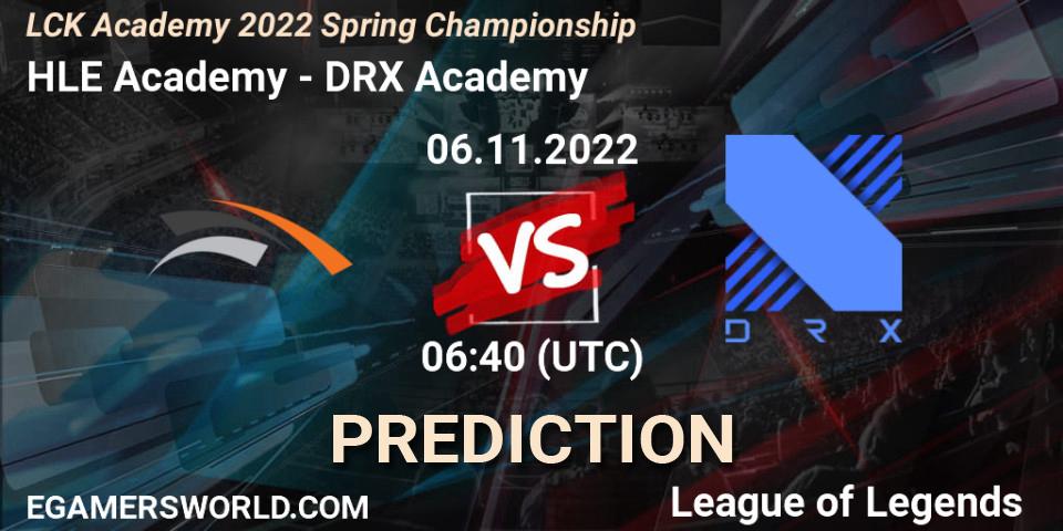 HLE Academy vs DRX Academy: Match Prediction. 06.11.2022 at 06:40, LoL, LCK Academy 2022 Spring Championship