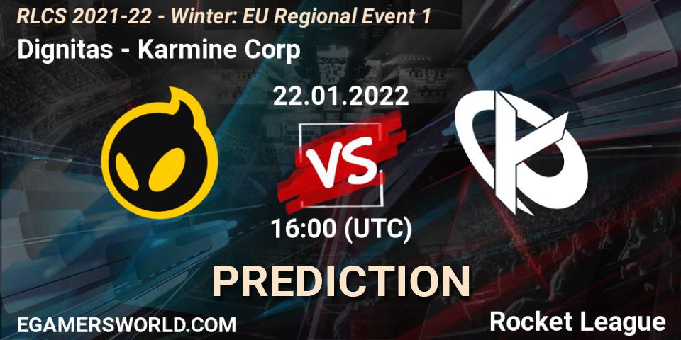 Dignitas vs Karmine Corp: Match Prediction. 22.01.2022 at 16:00, Rocket League, RLCS 2021-22 - Winter: EU Regional Event 1