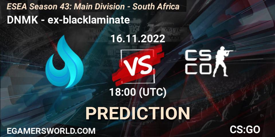 DNMK vs ex-blacklaminate: Match Prediction. 29.11.22, CS2 (CS:GO), ESEA Season 43: Main Division - South Africa