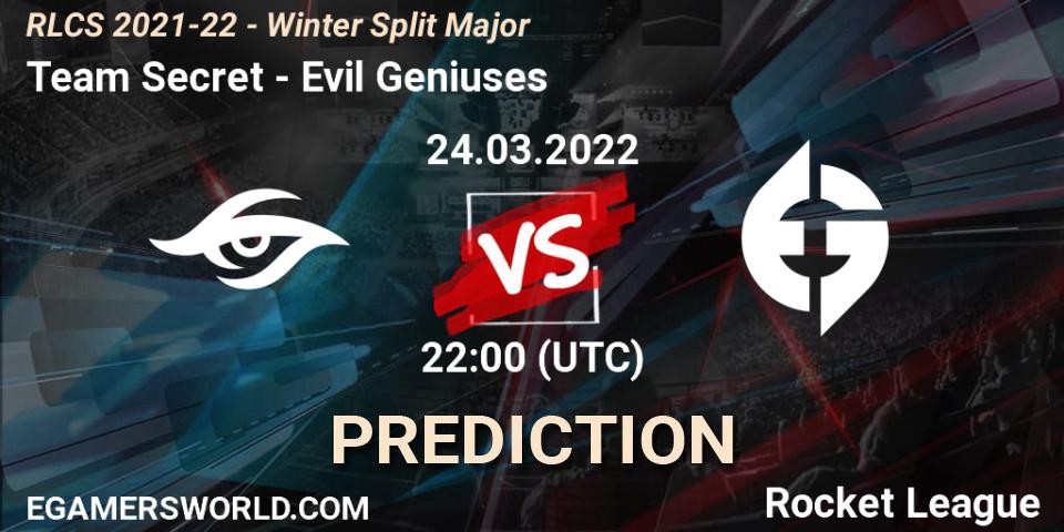 Team Secret vs Evil Geniuses: Match Prediction. 24.03.22, Rocket League, RLCS 2021-22 - Winter Split Major