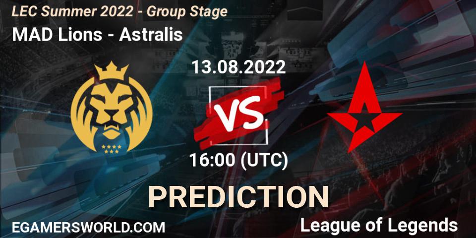 MAD Lions vs Astralis: Match Prediction. 13.08.2022 at 17:00, LoL, LEC Summer 2022 - Group Stage