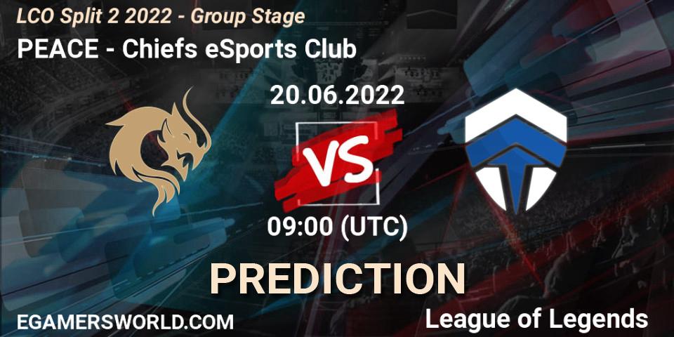 PEACE vs Chiefs eSports Club: Match Prediction. 20.06.2022 at 09:00, LoL, LCO Split 2 2022 - Group Stage