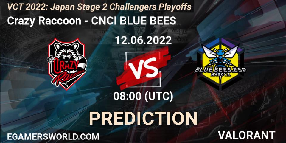 Crazy Raccoon vs CNCI BLUE BEES: Match Prediction. 12.06.2022 at 08:00, VALORANT, VCT 2022: Japan Stage 2 Challengers Playoffs