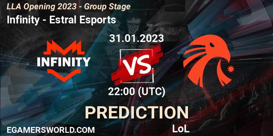 Infinity vs Estral Esports: Match Prediction. 31.01.23, LoL, LLA Opening 2023 - Group Stage