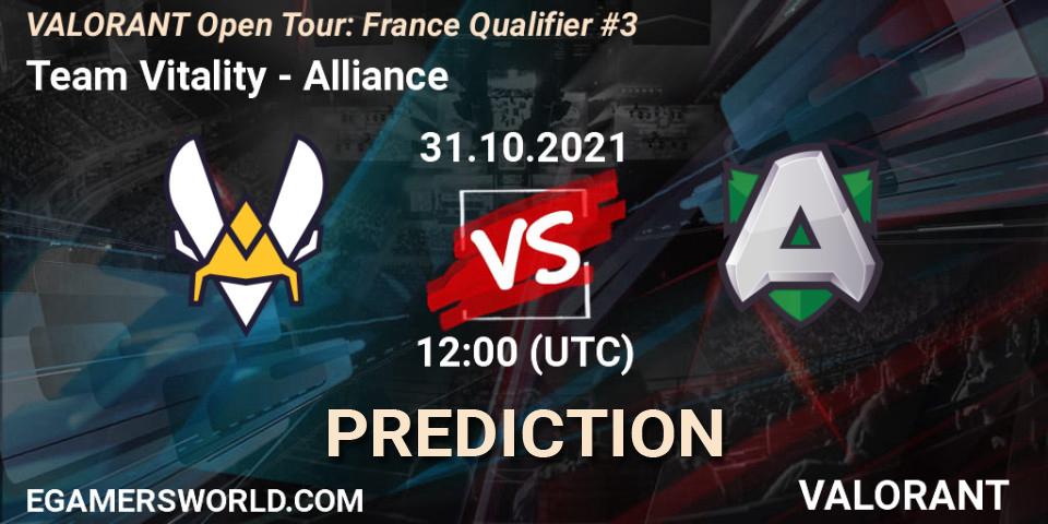 Team Vitality vs Alliance: Match Prediction. 31.10.2021 at 12:00, VALORANT, VALORANT Open Tour: France Qualifier #3