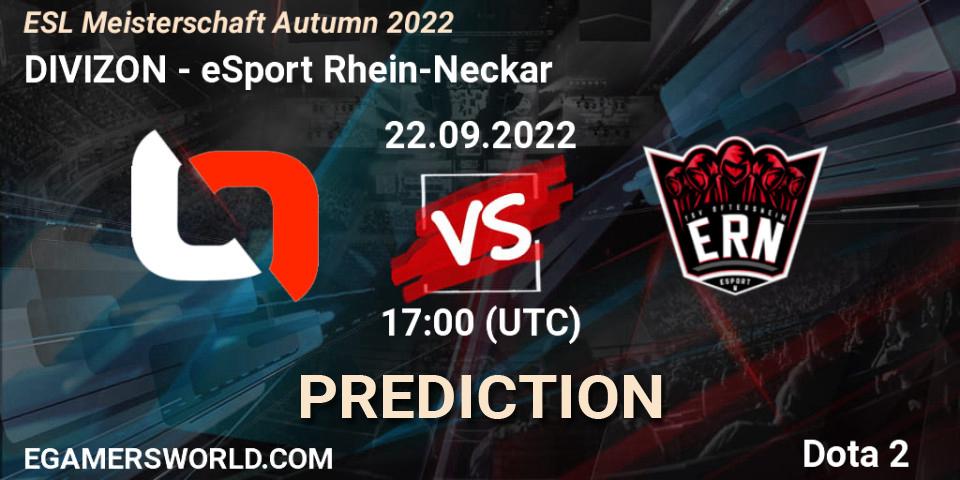 DIVIZON vs eSport Rhein-Neckar: Match Prediction. 22.09.2022 at 17:11, Dota 2, ESL Meisterschaft Autumn 2022