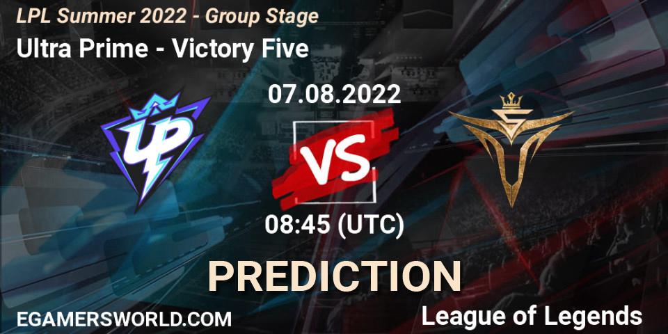 Ultra Prime vs Victory Five: Match Prediction. 07.08.22, LoL, LPL Summer 2022 - Group Stage