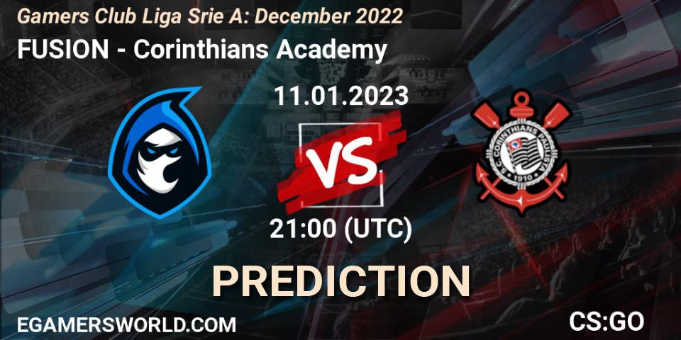 FUSION vs Corinthians Academy: Match Prediction. 11.01.23, CS2 (CS:GO), Gamers Club Liga Série A: December 2022