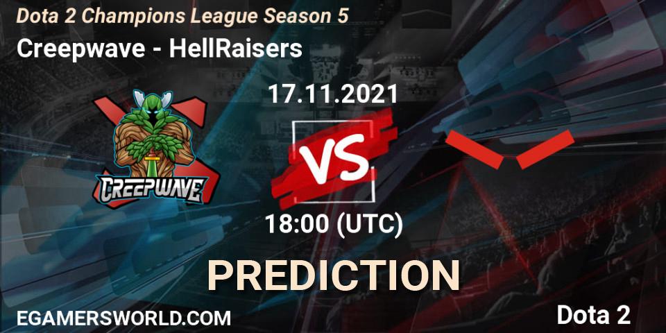Creepwave vs HellRaisers: Match Prediction. 17.11.2021 at 18:00, Dota 2, Dota 2 Champions League 2021 Season 5