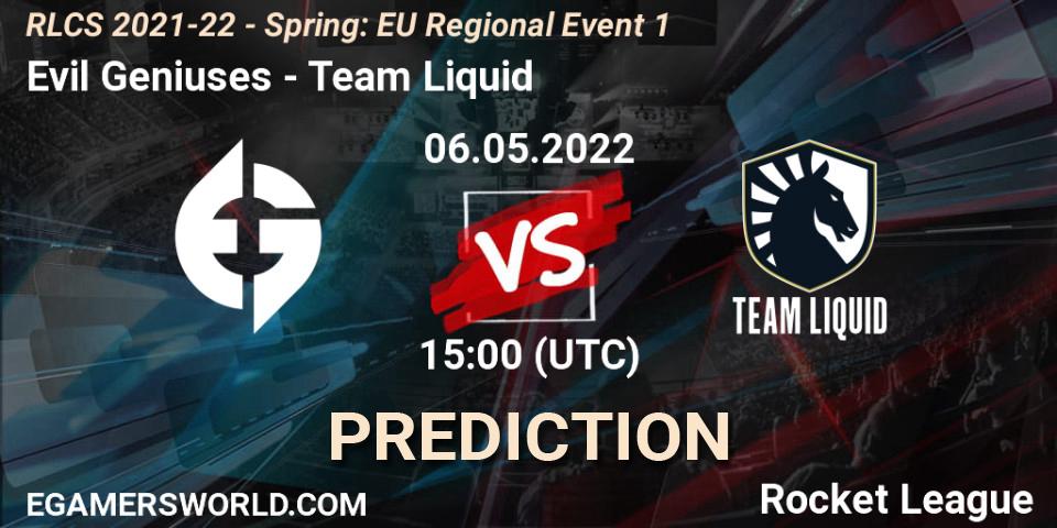 Evil Geniuses vs Team Liquid: Match Prediction. 06.05.22, Rocket League, RLCS 2021-22 - Spring: EU Regional Event 1