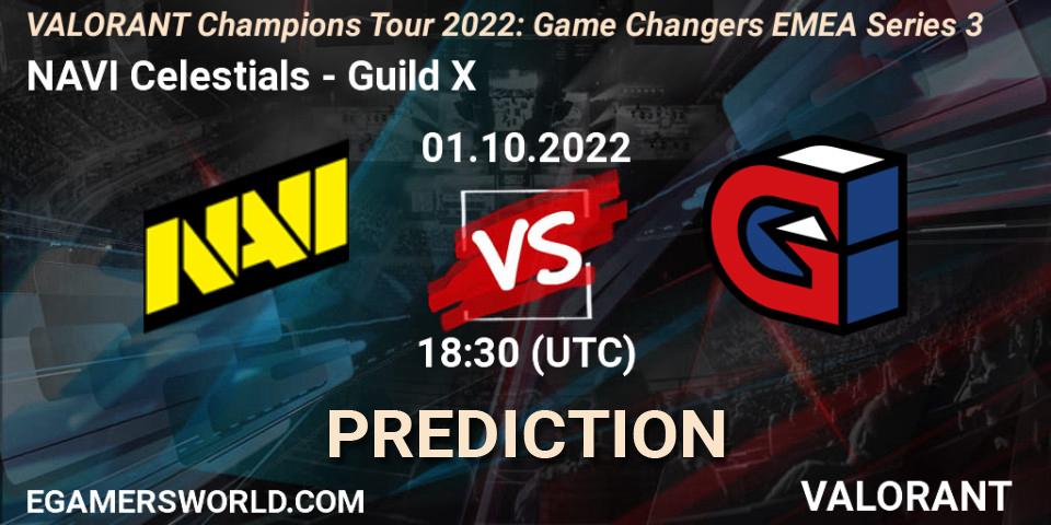 NAVI Celestials vs Guild X: Match Prediction. 01.10.2022 at 18:30, VALORANT, VCT 2022: Game Changers EMEA Series 3