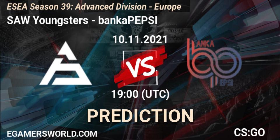 SAW Youngsters vs bankaPEPSI: Match Prediction. 10.11.2021 at 19:00, Counter-Strike (CS2), ESEA Season 39: Advanced Division - Europe