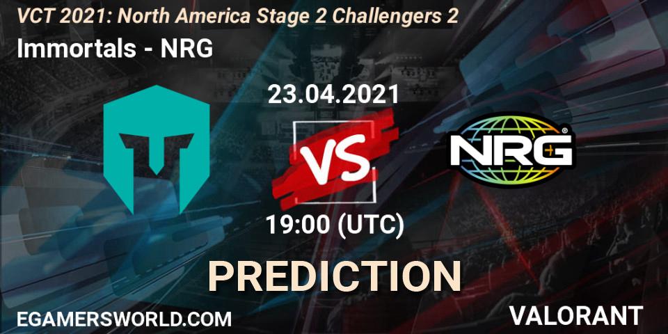 Immortals vs NRG: Match Prediction. 23.04.2021 at 19:00, VALORANT, VCT 2021: North America Stage 2 Challengers 2