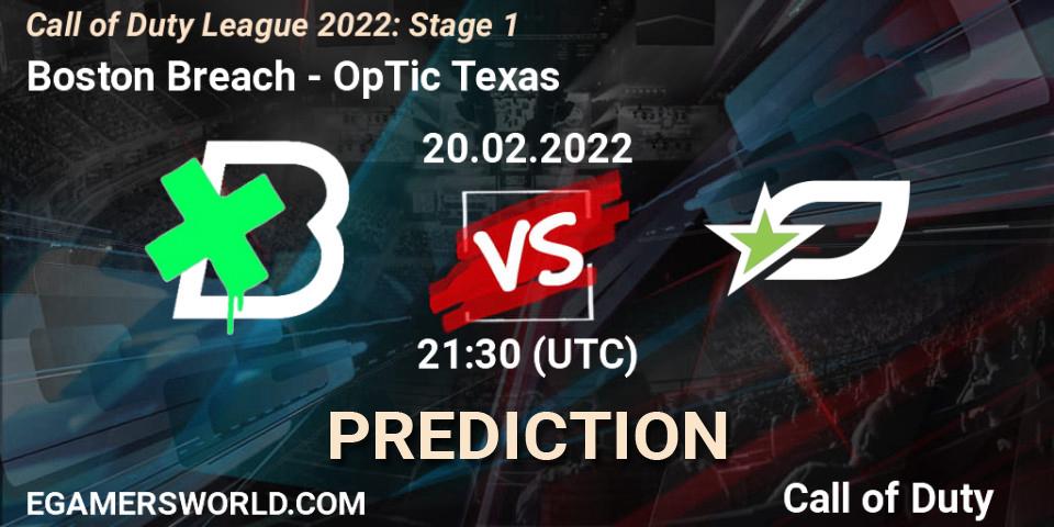 Boston Breach vs OpTic Texas: Match Prediction. 20.02.2022 at 21:30, Call of Duty, Call of Duty League 2022: Stage 1