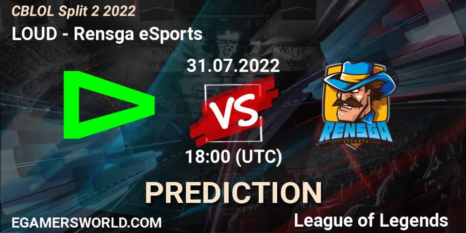 LOUD vs Rensga eSports: Match Prediction. 31.07.22, LoL, CBLOL Split 2 2022