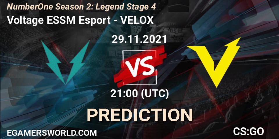 Voltage ESSM Esport vs VELOX: Match Prediction. 29.11.2021 at 21:00, Counter-Strike (CS2), NumberOne Season 2: Legend Stage 4