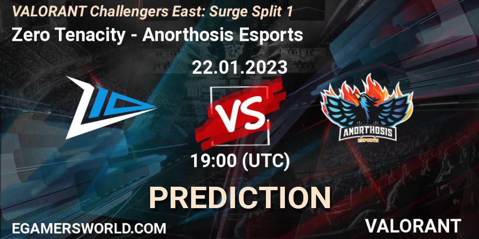 Zero Tenacity vs Anorthosis Esports: Match Prediction. 22.01.2023 at 19:30, VALORANT, VALORANT Challengers 2023 East: Surge Split 1