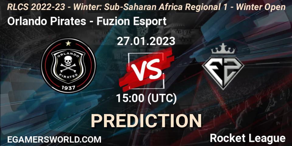 Orlando Pirates vs Fuzion Esport: Match Prediction. 27.01.2023 at 15:00, Rocket League, RLCS 2022-23 - Winter: Sub-Saharan Africa Regional 1 - Winter Open