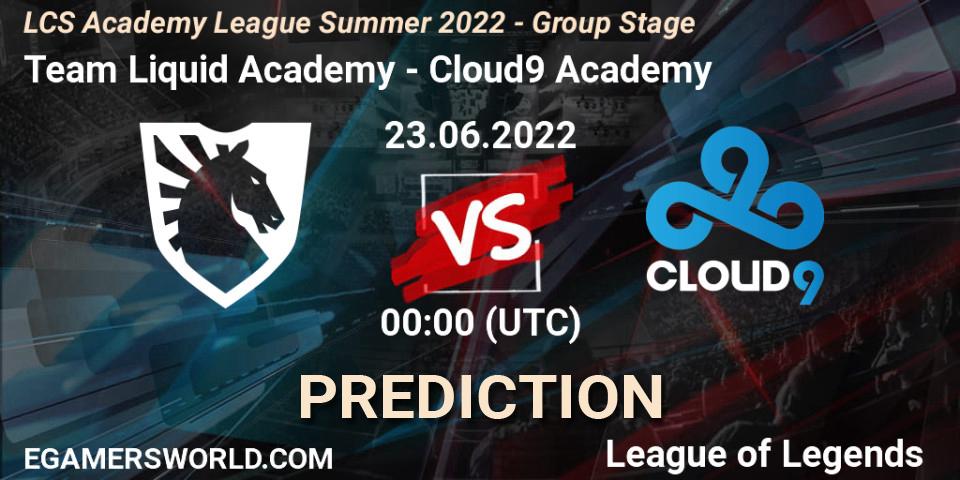 Team Liquid Academy vs Cloud9 Academy: Match Prediction. 23.06.2022 at 00:15, LoL, LCS Academy League Summer 2022 - Group Stage