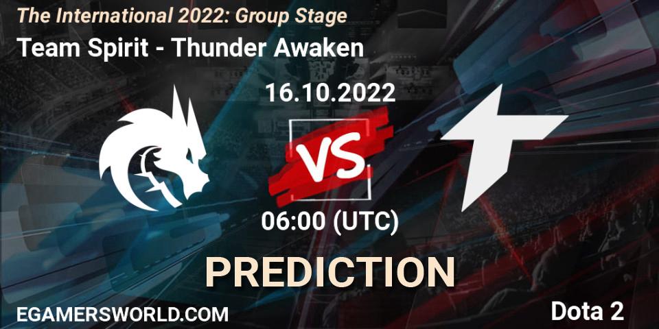Team Spirit vs Thunder Awaken: Match Prediction. 16.10.2022 at 06:33, Dota 2, The International 2022: Group Stage