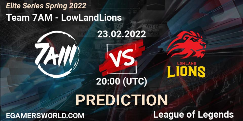 Team 7AM vs LowLandLions: Match Prediction. 23.02.2022 at 20:00, LoL, Elite Series Spring 2022