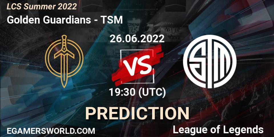 Golden Guardians vs TSM: Match Prediction. 26.06.2022 at 19:30, LoL, LCS Summer 2022