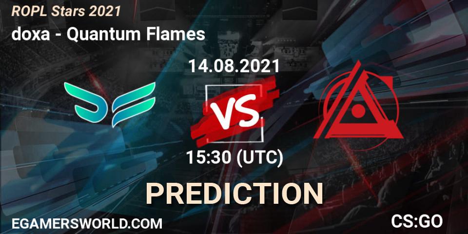 doxa vs Quantum Flames: Match Prediction. 14.08.2021 at 16:30, Counter-Strike (CS2), ROPL Stars 2021