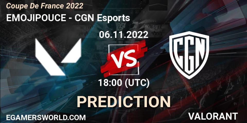 EMOJIPOUCE vs CGN Esports: Match Prediction. 06.11.2022 at 19:00, VALORANT, Coupe De France 2022