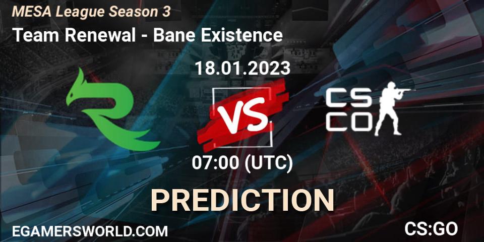 Team Renewal vs Bane Existence: Match Prediction. 18.01.2023 at 11:00, Counter-Strike (CS2), MESA League Season 3