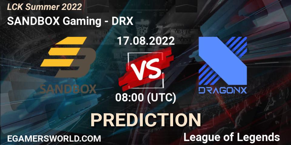 SANDBOX Gaming vs DRX: Match Prediction. 17.08.22, LoL, LCK Summer 2022