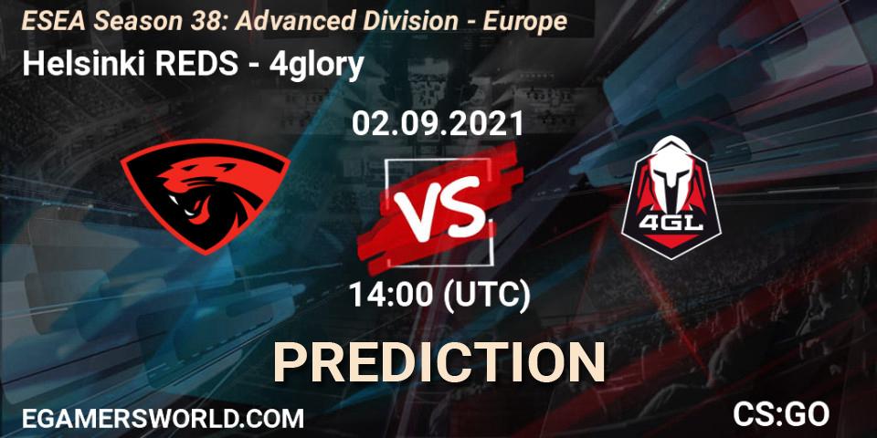 Helsinki REDS vs 4glory: Match Prediction. 02.09.2021 at 14:00, Counter-Strike (CS2), ESEA Season 38: Advanced Division - Europe